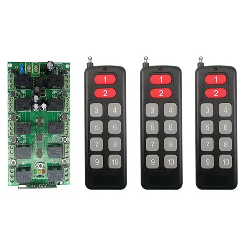 Individual learning code DC12V 10A 10CH 10 channel Wireless Remote Control Switch System Receiver+Transmitters Garage Door /lamp
Individual learning code DC12V 10A 10CH 10 channel Wireless Remote Control Switch System Receiver+Transmitters Garage Door /lamp