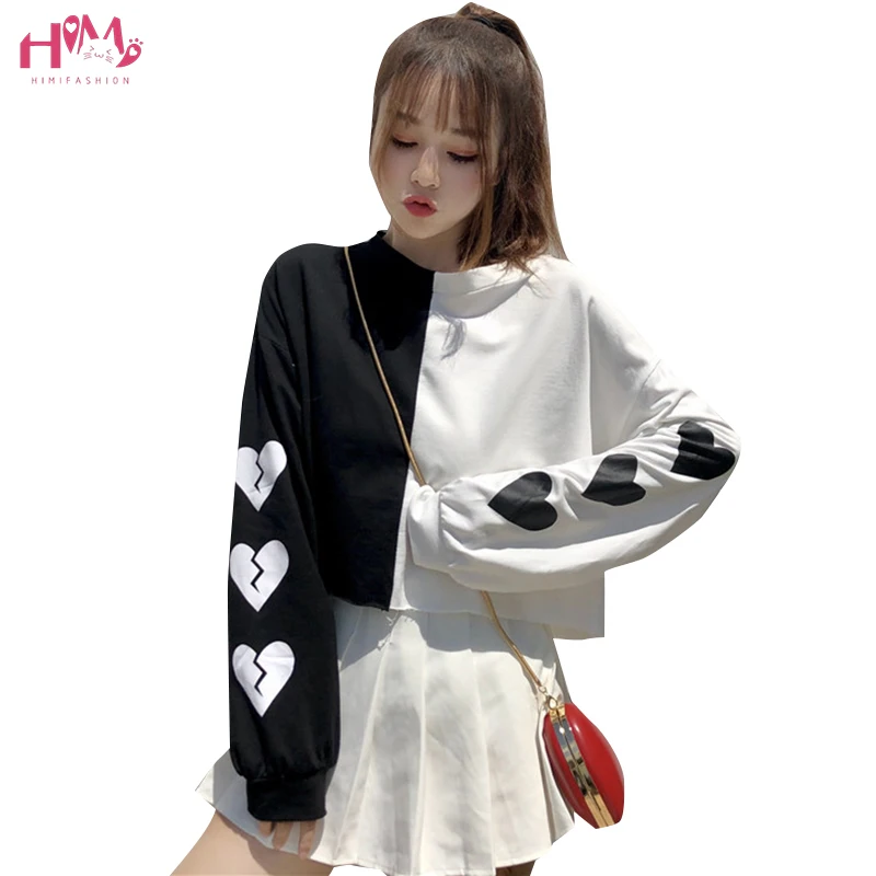 Harajuku Heart Printed Funny Hoodies Women Sweatshirts Punk Gothic Style Patchwork Color Crop Hoodies Casual Pullover Crop Tops
Harajuku Heart Printed Funny Hoodies Women Sweatshirts Punk Gothic Style Patchwork Color Crop Hoodies Casual Pullover Crop Tops