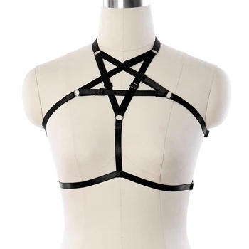 Chest Pentagram Harness Top Black Halter Bra Elastic Straps Cage Harness Lingerie Costume Women Belts
Chest Pentagram Harness Top Black Halter Bra Elastic Straps Cage Harness Lingerie Costume Women Belts