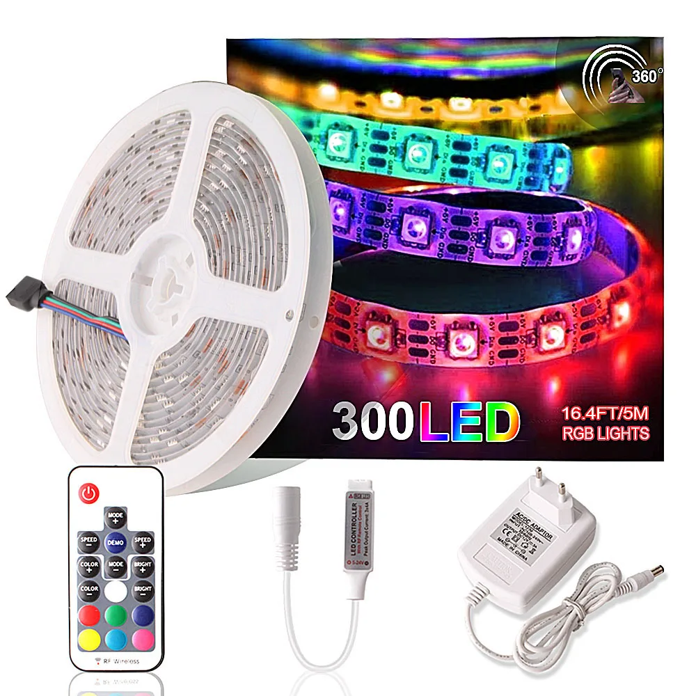 5M rgb LED Strip 5050 17Key RF Remote Controller Waterproof Tiras RGB Tape Ribbon Diode Led Neon Light Power Adapter DC 12V
5M rgb LED Strip 5050 17Key RF Remote Controller Waterproof Tiras RGB Tape Ribbon Diode Led Neon Light Power Adapter DC 12V