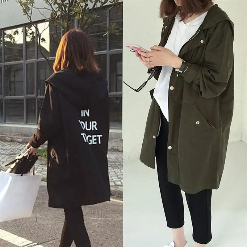 Korean Fashion England Style Spring Autumn Loose Type Jacket Outwear Letter Printed Long Style Female Jacket Coat With Zipper
Korean Fashion England Style Spring Autumn Loose Type Jacket Outwear Letter Printed Long Style Female Jacket Coat With Zipper