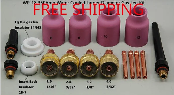 Free shipping 17pcs TIG Consumable KIT Large Diameter Alumina Nozzle Gas Lens Collet Bodies Fit TIG Welding Torch WP 17 18 26
Free shipping 17pcs TIG Consumable KIT Large Diameter Alumina Nozzle Gas Lens Collet Bodies Fit TIG Welding Torch WP 17 18 26