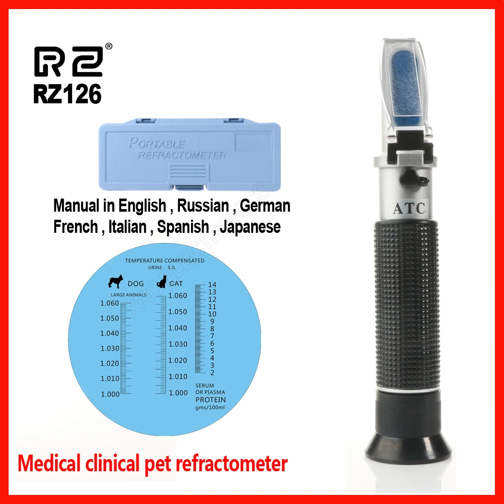 RZ Clinical Medical Refractometer House Pet Dog Cat Serum Protein Plasma Hemoglobin Tester Urine Specific Gravity RZ126