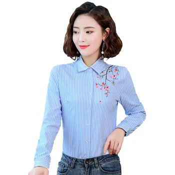 Floral Embroidered Women Blouse OL Shirts Spring Long Sleeve Striped Tops 2019 Casual Turn-Down Neck Female Clothing
Floral Embroidered Women Blouse OL Shirts Spring Long Sleeve Striped Tops 2019 Casual Turn-Down Neck Female Clothing