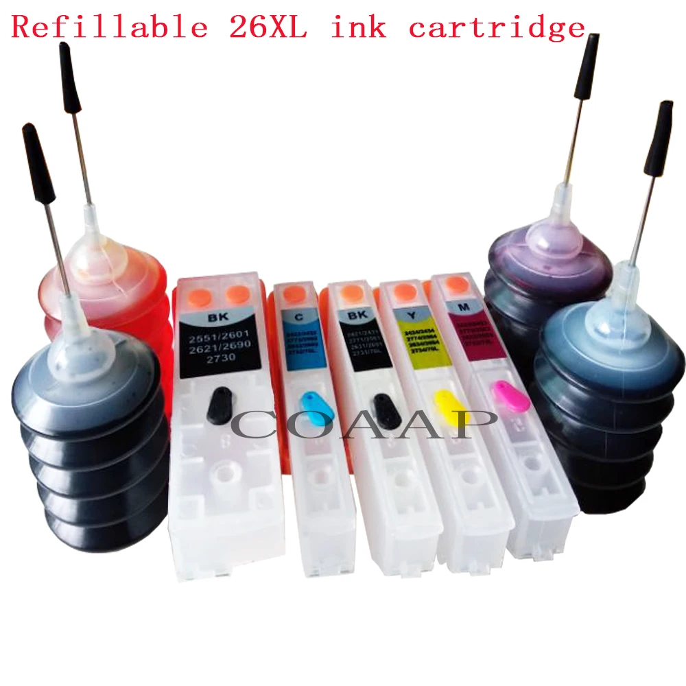1 Set 26XL T2601 T2621 T2631 printer Refillable Empty ink cartridge For XP-600 XP-700 XP-800 XP-520 XP-620 XP-625+120ml ink
1 Set 26XL T2601 T2621 T2631 printer Refillable Empty ink cartridge For XP-600 XP-700 XP-800 XP-520 XP-620 XP-625+120ml ink