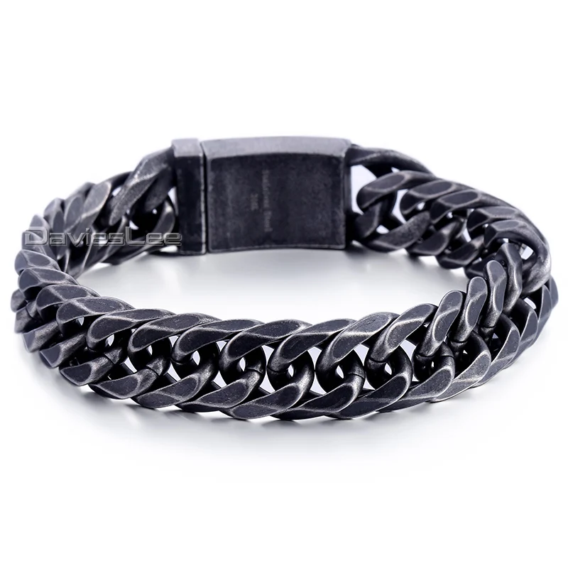 18mm Mens Bracelet Rombo Double Curb Link Gunmetal Tone 316L Stainless Steel Heavy Chain Personalized Length LHB452
18mm Mens Bracelet Rombo Double Curb Link Gunmetal Tone 316L Stainless Steel Heavy Chain Personalized Length LHB452