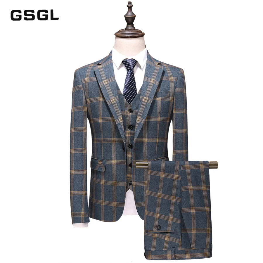 Business Casual Men Plaid Suits Slim Elegant Single Breasted Men's Suit Jacket & Vest & Pants Size S-5XL
Business Casual Men Plaid Suits Slim Elegant Single Breasted Men's Suit Jacket & Vest & Pants Size S-5XL