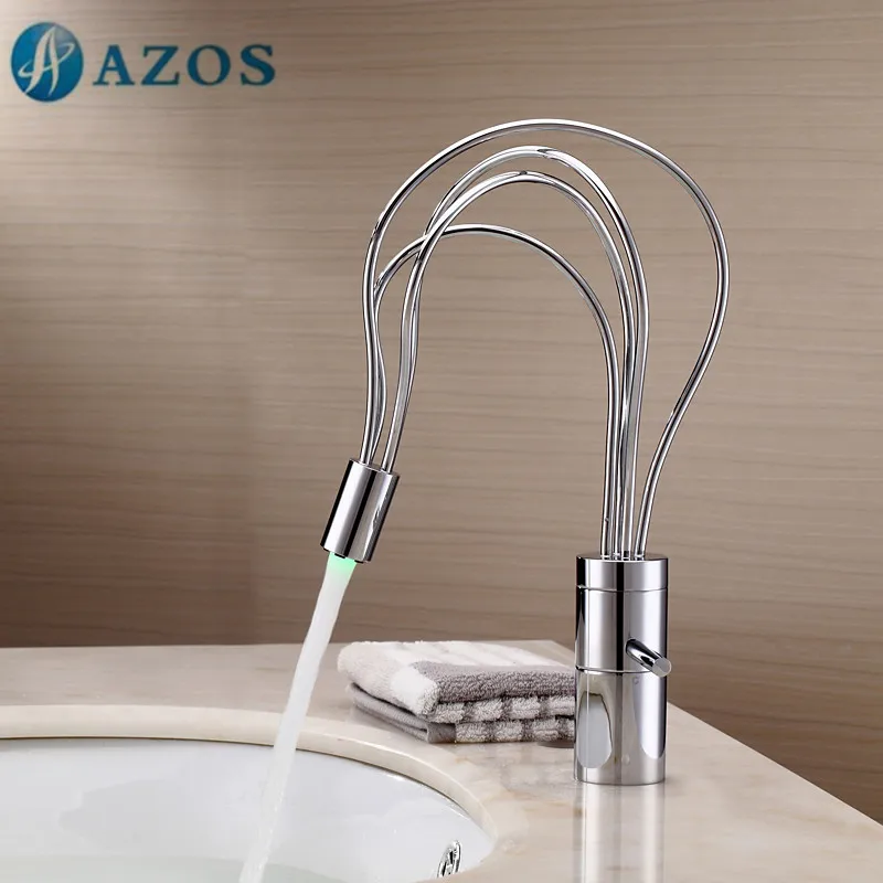 AZOS Bathroom Basin Tap LED Light 3 Color Changing Bird Nest Chrome Single Hole Hot Cold Mixer Toilet Sink Faucet MPDKZ008
AZOS Bathroom Basin Tap LED Light 3 Color Changing Bird Nest Chrome Single Hole Hot Cold Mixer Toilet Sink Faucet MPDKZ008