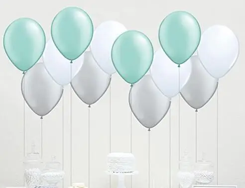 30 Count 10 Mixed Mint Green Gray White Latex Balloon Wedding