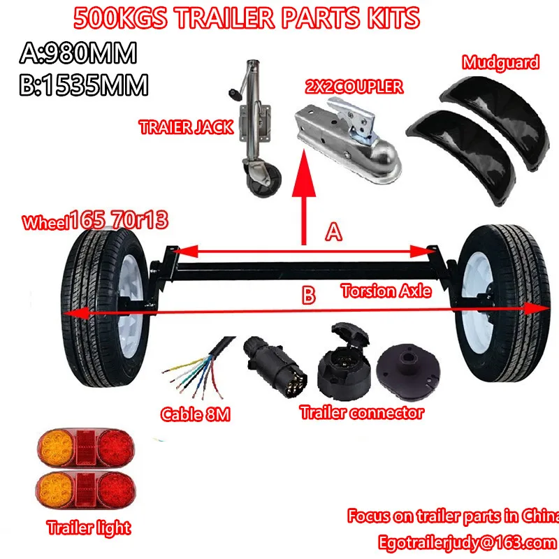 Ego trailer 500KGS TRAILER PARTS KITS trailer parts, trailer accessories A=980MM B:1535MM
Ego trailer 500KGS TRAILER PARTS KITS trailer parts, trailer accessories A=980MM B:1535MM