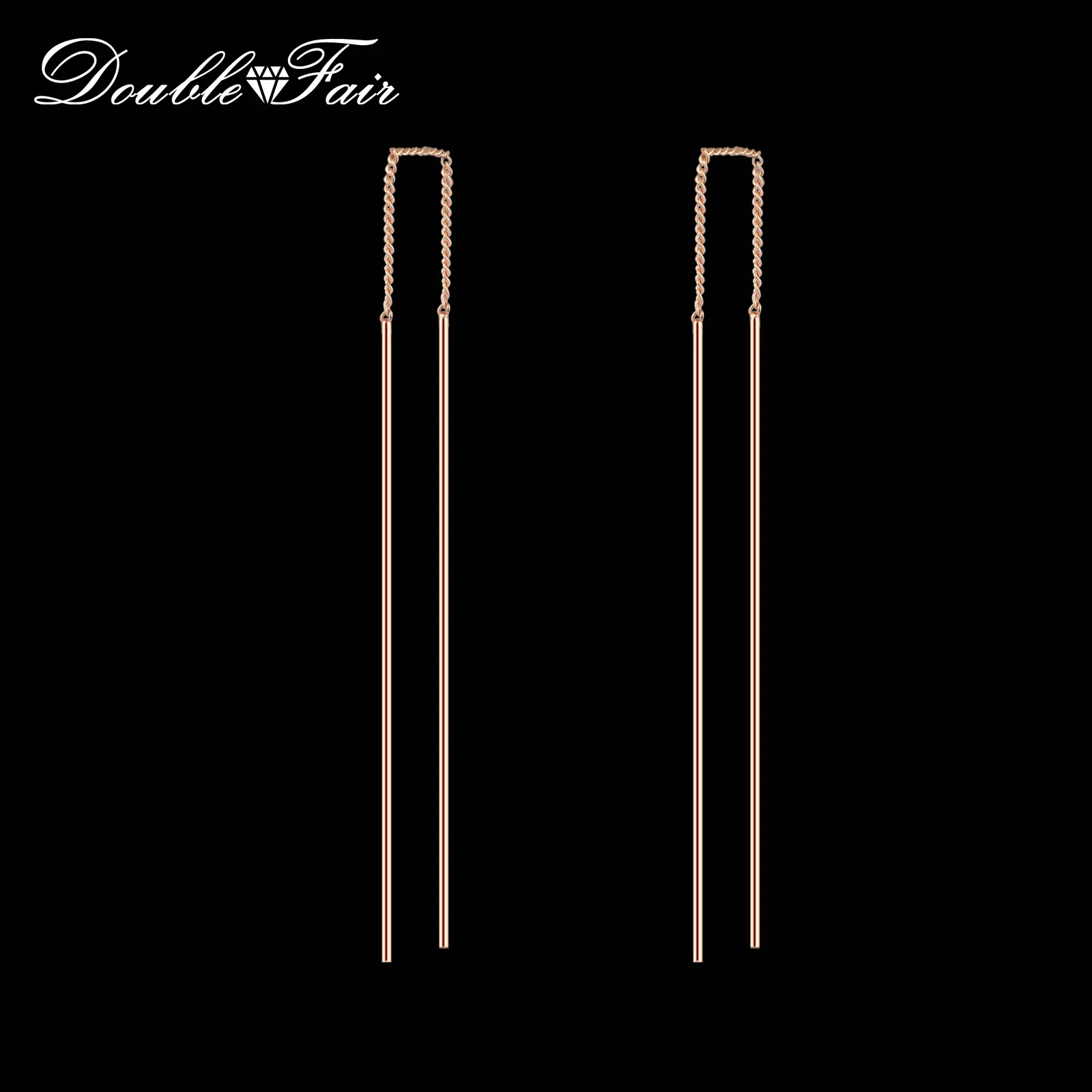 Double Fair Simple Strip Bar Long Chain Drop/Dangle Earrings Silver/Rose Gold Color Fashion Jewelry Earring For Women DFE789
Double Fair Simple Strip Bar Long Chain Drop/Dangle Earrings Silver/Rose Gold Color Fashion Jewelry Earring For Women DFE789