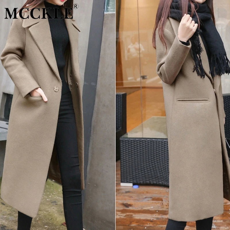 

Women's Turndown Collar Solid Button Long Coat Ladies Casual Overcoat 2019 Autumn Winter Fashion Korean Female Outwear