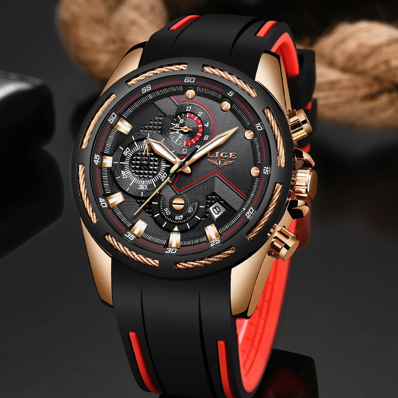 LIGE Men Sports Watch Chronograph Silicone Strap Quartz Army Military Watches Clock Men Top Brand Luxury Male Relogio Masculino
LIGE Men Sports Watch Chronograph Silicone Strap Quartz Army Military Watches Clock Men Top Brand Luxury Male Relogio Masculino