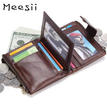 Meesii Fashion Genuine Leather Men Wallet Business Short Money Purse Wallet Soft Double Zipper Card and Photo Holder Wallet
Meesii Fashion Genuine Leather Men Wallet Business Short Money Purse Wallet Soft Double Zipper Card and Photo Holder Wallet