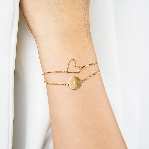 PINJEAS Custom name Initial disc bracelet and heart Handmade 2 layered Personalized gift wedding birthday
PINJEAS Custom name Initial disc bracelet and heart Handmade 2 layered Personalized gift wedding birthday