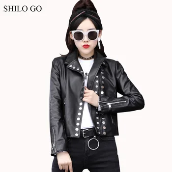 SHILO GO Leather Jacket Womens Spring Fashion sheepskin genuine leather coat lapel collar round metal rivet locomotive jacket
SHILO GO Leather Jacket Womens Spring Fashion sheepskin genuine leather coat lapel collar round metal rivet locomotive jacket