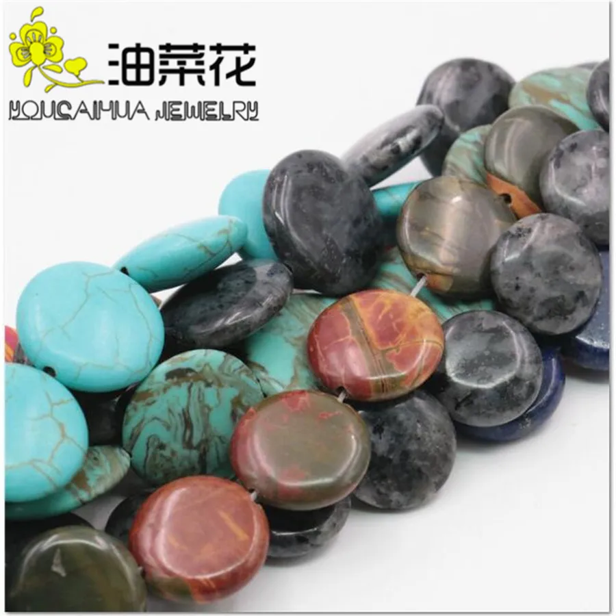 

20mm Ronud Multicolor Picasso Reflective Turkey Stone DIY Loose Beads Women 15inch Natural Stone Hand Made Jewelry Making Design