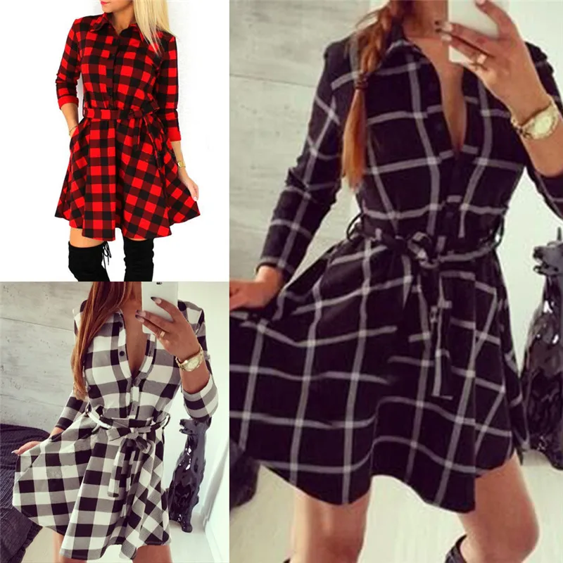 Casual Loose Mini Dresses Plaid Check Autumn Women Flannel Long Sleeve Shirt Dress Lapel Collar Grid Dress
Casual Loose Mini Dresses Plaid Check Autumn Women Flannel Long Sleeve Shirt Dress Lapel Collar Grid Dress