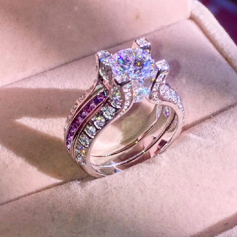 Choucong Jewelry 10KT White Gold Filled Purple 5A Zircon cz Wedding Anniversary Bride Rings Finger Set for Women 2-in-1
Choucong Jewelry 10KT White Gold Filled Purple 5A Zircon cz Wedding Anniversary Bride Rings Finger Set for Women 2-in-1