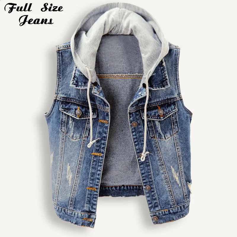 Plus Size Ripped Hoody Sleeveless Denim Vest 3Xl 4Xl 5Xl Spring Women Large Size Casual Tops Short Mom Jeans Jacket Vests
Plus Size Ripped Hoody Sleeveless Denim Vest 3Xl 4Xl 5Xl Spring Women Large Size Casual Tops Short Mom Jeans Jacket Vests