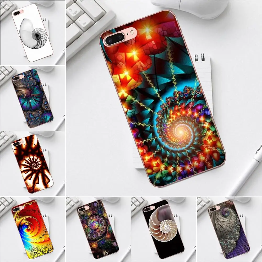 Qdowpz Фрактальный арт спираль Математика Фибоначчи для iPhone 4 4S 5 5C SE 6 6S 7 8 Plus X XS Max XR
