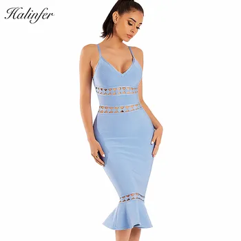 Halinfer 2018 New summer women dress sexy bodycon v neck hollow out bandage dress celebrity party blue fishtail dresses vestidos
Halinfer 2018 New summer women dress sexy bodycon v neck hollow out bandage dress celebrity party blue fishtail dresses vestidos