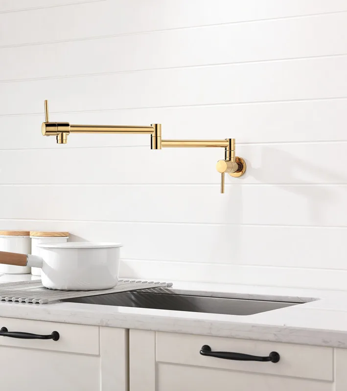 Pot Filler Folding Faucet Stretchable Double Joint Swing Arm Wall Mount Kitchen Faucet Gold
Pot Filler Folding Faucet Stretchable Double Joint Swing Arm Wall Mount Kitchen Faucet Gold