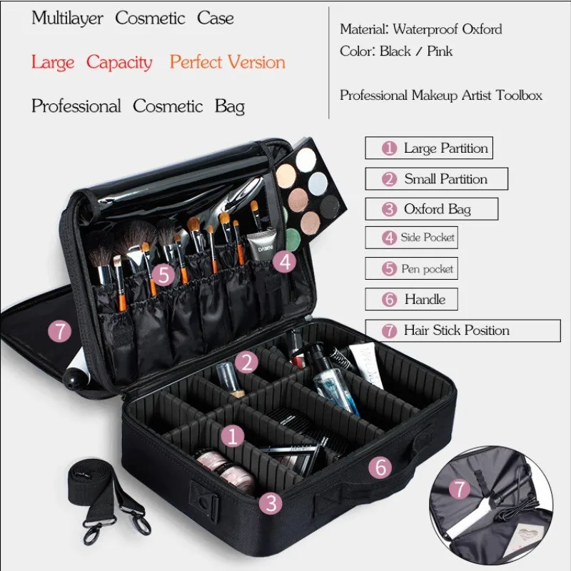 SAFEBET Brand Women High Quality Waterproof Oxford Large Multi-Storey Professional Makeup Organizer Bolso Mujer Cosmetic Case
SAFEBET Brand Women High Quality Waterproof Oxford Large Multi-Storey Professional Makeup Organizer Bolso Mujer Cosmetic Case