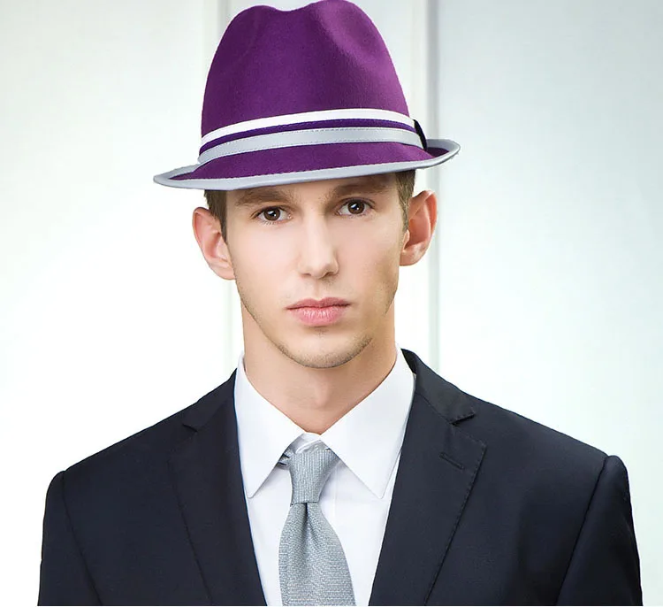purple fedora hat mens