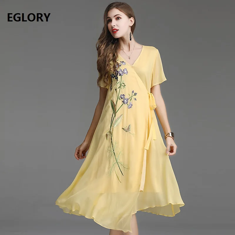 Green Yellow Dress 2019 Summer Fashionable Women V-Neck Flower Embroidery Covered Button Vintage Casual Wrap Dress One Piece XXL
Green Yellow Dress 2019 Summer Fashionable Women V-Neck Flower Embroidery Covered Button Vintage Casual Wrap Dress One Piece XXL