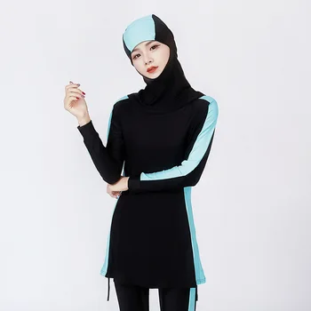 Modest Muslim Swimwear Hajib Islamic Swimsuit For Women Full Cover Conservative Burkinis Swim Wear Plus Size three-piece suit 
Modest Muslim Swimwear Hajib Islamic Swimsuit For Women Full Cover Conservative Burkinis Swim Wear Plus Size three-piece suit
