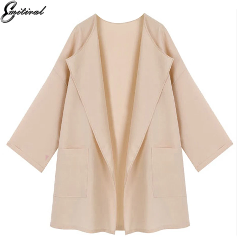Emitiral Autumn Fashion Trench Coat For Women 2017 Long Sleeves Casual Female Coat Pockets Simple Plus Size 3XL Women Clothing
Emitiral Autumn Fashion Trench Coat For Women 2017 Long Sleeves Casual Female Coat Pockets Simple Plus Size 3XL Women Clothing