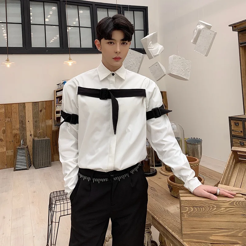 Men Buckle Long Sleeve White Casual Shirt Male Fashion Show Party Dress Shirt Stage Clothes
Men Buckle Long Sleeve White Casual Shirt Male Fashion Show Party Dress Shirt Stage Clothes