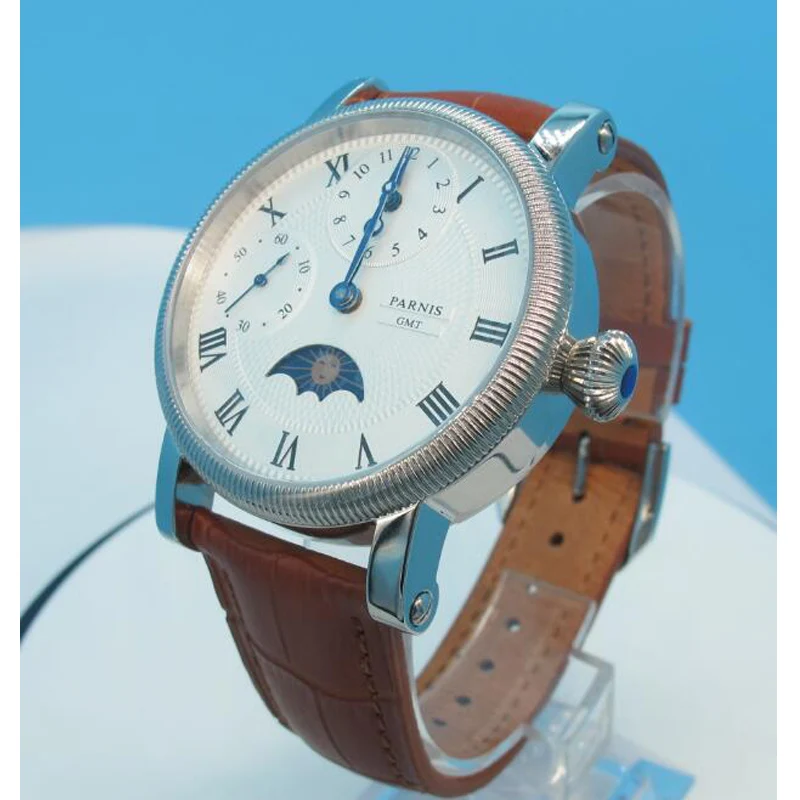 Parnis Leather Hand Wind Men's Watches PVD Case Blue Hands White Dial Small Second Mens Mechanical Hand Winding Watch Men Gift 
Parnis Leather Hand Wind Men's Watches PVD Case Blue Hands White Dial Small Second Mens Mechanical Hand Winding Watch Men Gift