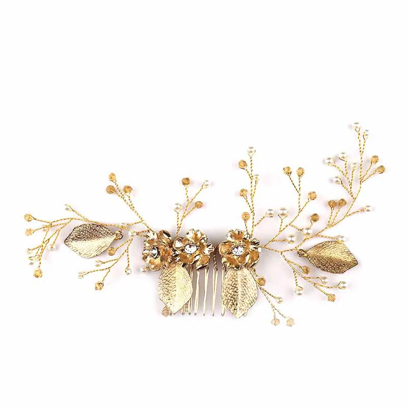 Women Golden Leaves Hair Combs Ladies Delicate Elegant Party Headdress Bridal Handmade Luxury Wedding Hair Jewelry Accessories
Women Golden Leaves Hair Combs Ladies Delicate Elegant Party Headdress Bridal Handmade Luxury Wedding Hair Jewelry Accessories