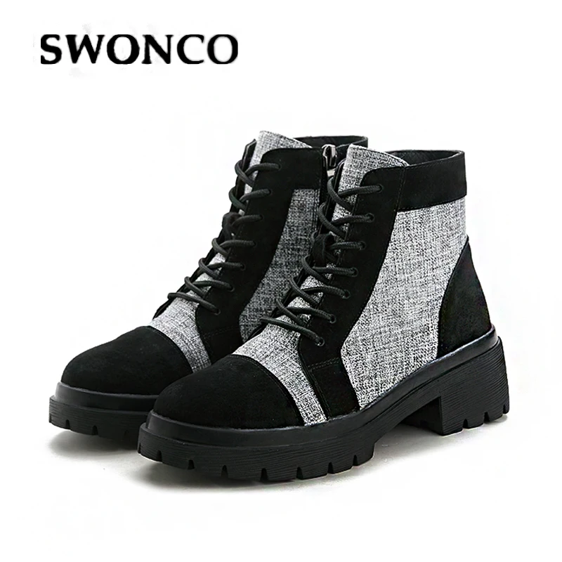 SWONCO Winter Shoes Women British Martin Boots Genuine Leather Casual Shoes Female 2019 Winter Velvet Fur Warm Snow Boots Women
SWONCO Winter Shoes Women British Martin Boots Genuine Leather Casual Shoes Female 2019 Winter Velvet Fur Warm Snow Boots Women