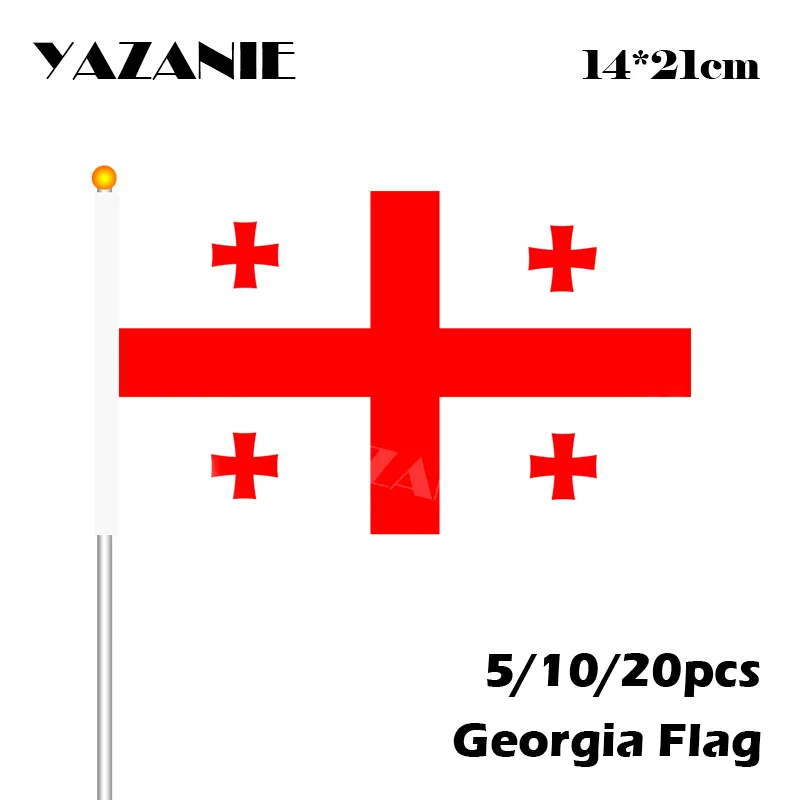 YAZANIE 14*21cm 5/10/20pcs Georgia National Flags Polyester Materials with Pole Small Size Flying Banner Custom Hand Flag
YAZANIE 14*21cm 5/10/20pcs Georgia National Flags Polyester Materials with Pole Small Size Flying Banner Custom Hand Flag