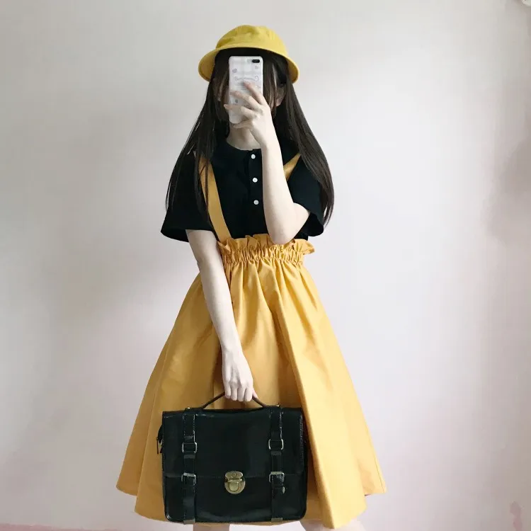 Preppy Style Girl's 2pcs Women's Set Linen Cotton Summer Short Sleeve Shirt & Long Suspender Skirt Big Hem
Preppy Style Girl's 2pcs Women's Set Linen Cotton Summer Short Sleeve Shirt & Long Suspender Skirt Big Hem