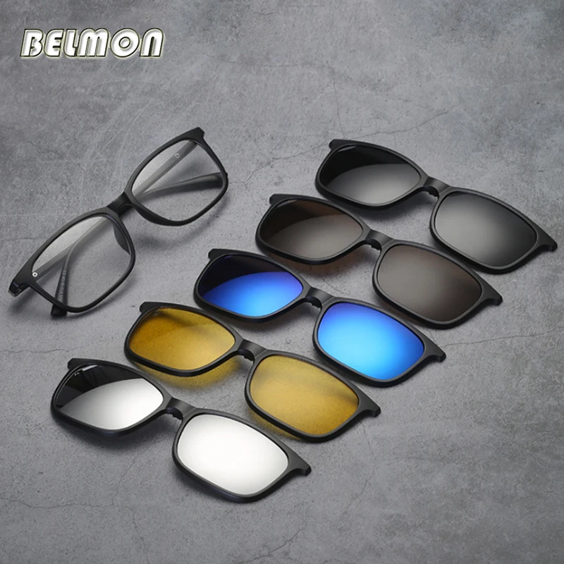 Belmon Spectacle Frame Men Women With 5 PCS Clip On Polarized Sunglasses Magnetic Glasses Male Myopia Computer Optical RS543
Belmon Spectacle Frame Men Women With 5 PCS Clip On Polarized Sunglasses Magnetic Glasses Male Myopia Computer Optical RS543