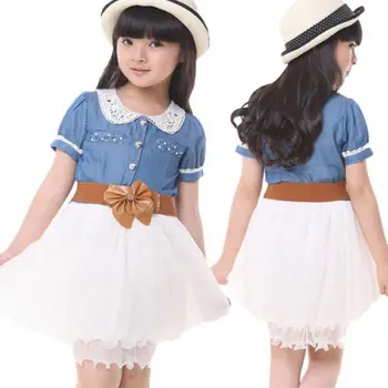 Fashion Girls Kleding Lantern Short Sleeve Denim Match Dress Lucky Girls Casual Clothes
Fashion Girls Kleding Lantern Short Sleeve Denim Match Dress Lucky Girls Casual Clothes