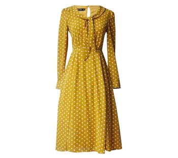 Autumn new retro 50s60s women's literary temperament dress yellow wave long sleeve chiffon slim dress Womens Summer Tunics
Autumn new retro 50s60s women's literary temperament dress yellow wave long sleeve chiffon slim dress Womens Summer Tunics