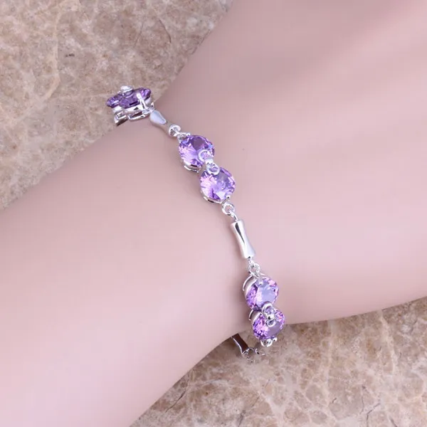 Alluring Purple Cubic Zirconia 925 Sterling Silver Link Chain Bracelet 7 - 8 inch For Women S0259
Alluring Purple Cubic Zirconia 925 Sterling Silver Link Chain Bracelet 7 - 8 inch For Women S0259