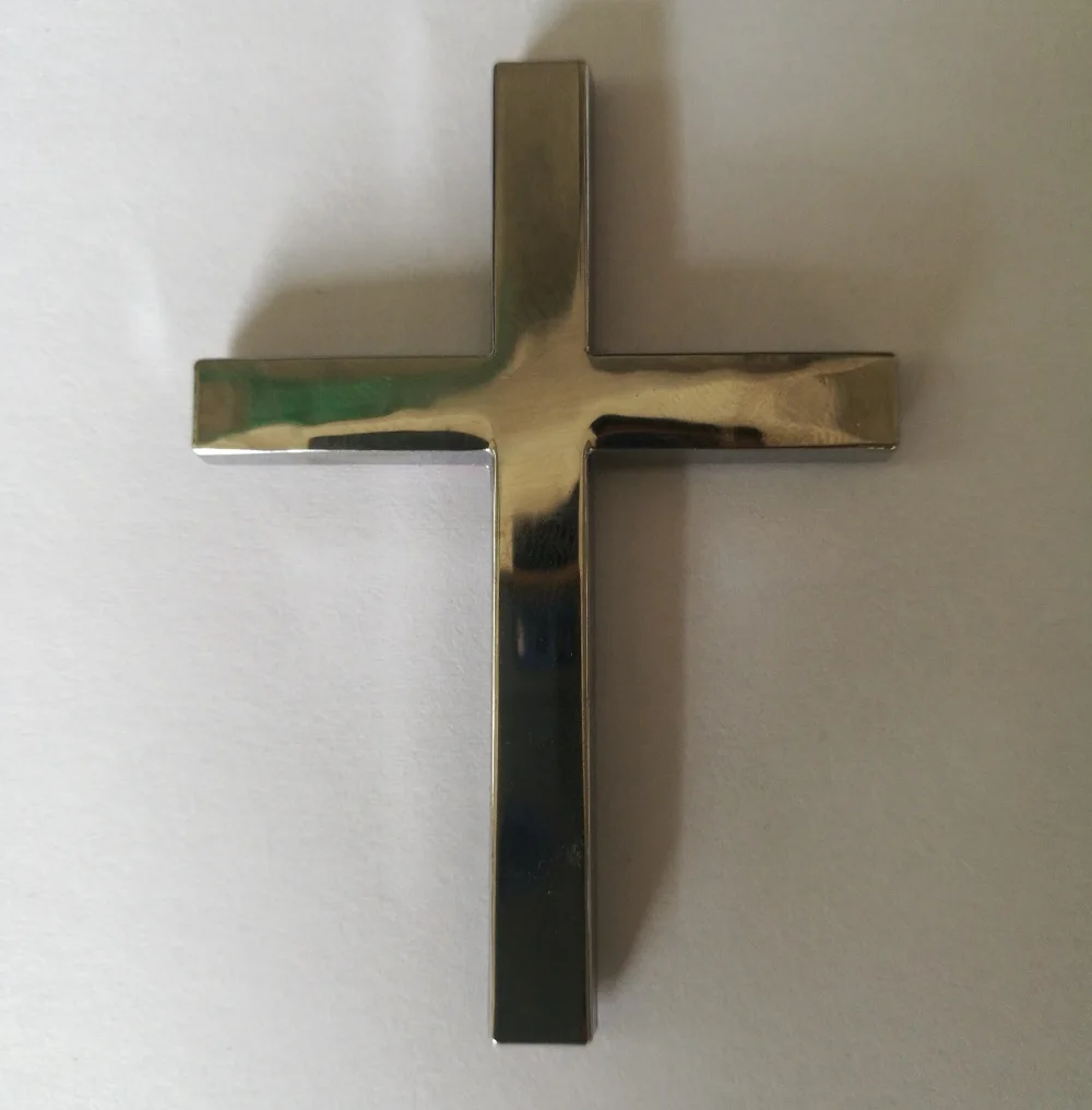 3D Metal Christian Cross Car Side Body Trunk Emblem Badge Sticker Decal Silver