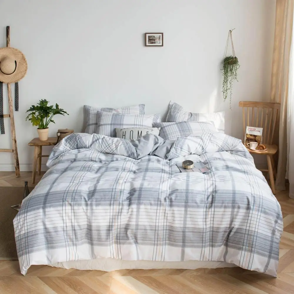 2019 Grey White Plaids Stripes Bed Cover Duvet Cover Set Cotton Bedding Set Bedlinens Twin Queen King Flat Sheet Fitted Sheet
2019 Grey White Plaids Stripes Bed Cover Duvet Cover Set Cotton Bedding Set Bedlinens Twin Queen King Flat Sheet Fitted Sheet
