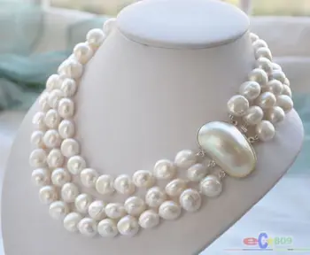 zxia natural pearl jewelry 3ROW 8-9mm BAROQUE WHITE PEARL NECKLACE MABE Bridal hook
zxia natural pearl jewelry 3ROW 8-9mm BAROQUE WHITE PEARL NECKLACE MABE Bridal hook