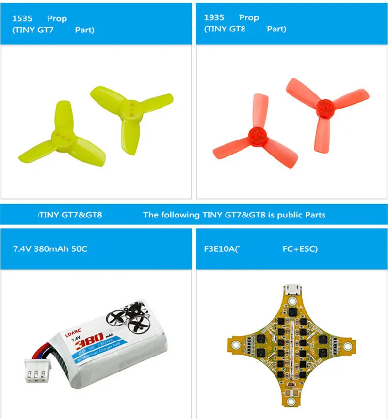 KingKong Tiny GT7 GT8 FPV Drone Kits Set Camera XT0803 XT0804 Brushless Motor 10A Fly Tower 1535 Propeller (3)