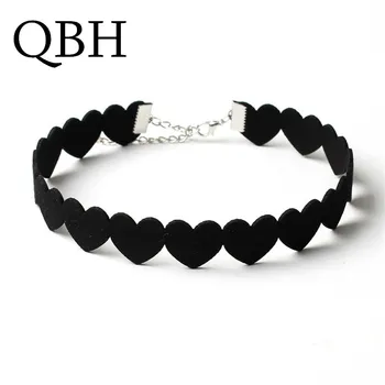 NK174 New Brand Torques Bijoux Plain Statement Black Love Heart Chokers Necklace for Women Girls Gift Jewelry Collier Femme