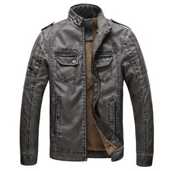 Retro Men Leather Jacket Autumn Winter Stand Collar Warm Plus Velvet Coat Leisure Motorcycle Jackets Mens PU Coats MY030
Retro Men Leather Jacket Autumn Winter Stand Collar Warm Plus Velvet Coat Leisure Motorcycle Jackets Mens PU Coats MY030