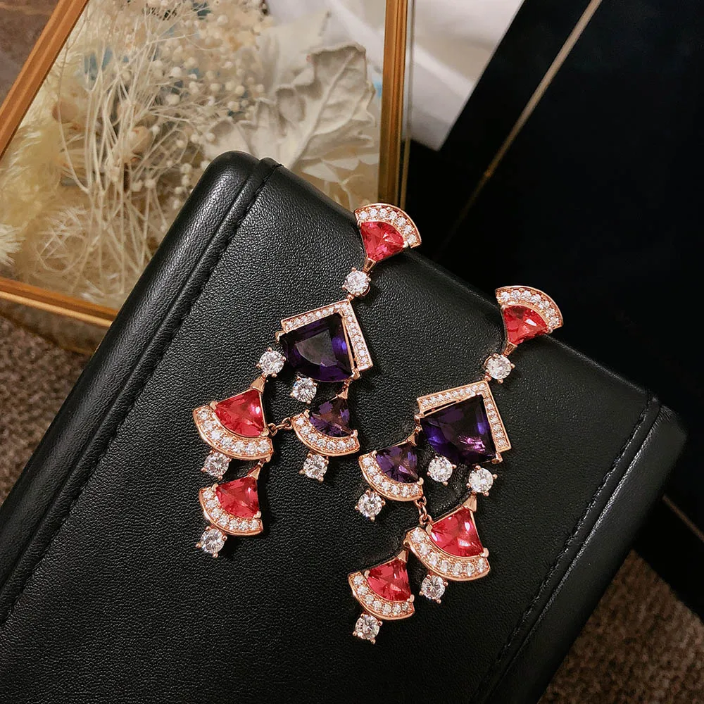 925 Silver New Fashion Jewelry Fan Shape Crystal Drop For earring Women Elegant Rhinestone Dangle Brincos Boucle D'oreille
925 Silver New Fashion Jewelry Fan Shape Crystal Drop For earring Women Elegant Rhinestone Dangle Brincos Boucle D'oreille