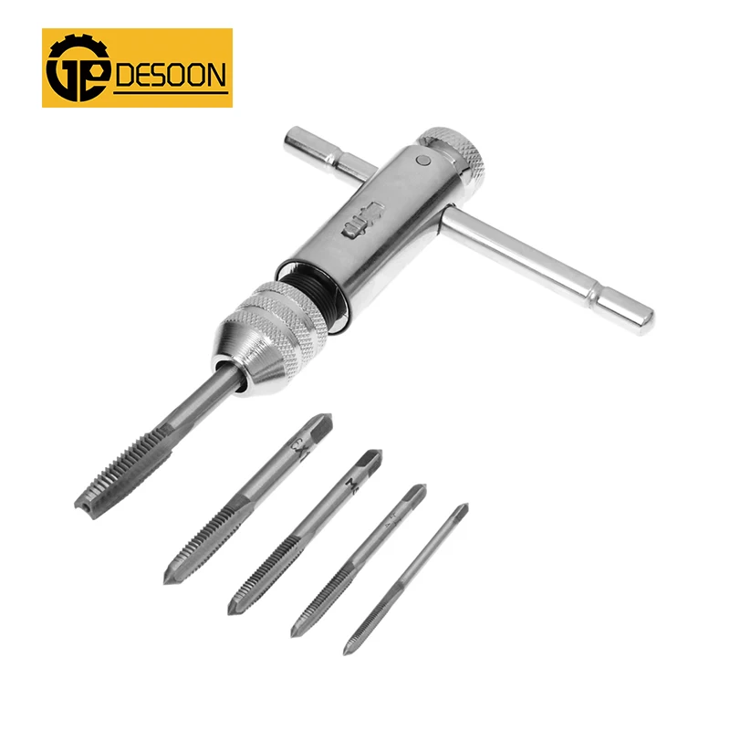 DESOON 5Pcs/set Adjustable M3-M8 T-Handle Ratchet Tap Wrench Machinist Tool Screw Thread Plug Tap Machinist Tool
DESOON 5Pcs/set Adjustable M3-M8 T-Handle Ratchet Tap Wrench Machinist Tool Screw Thread Plug Tap Machinist Tool